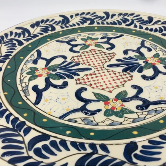 Vintage Large 12" Hand Painted Expressions Hanging Plate Mediterranean Style - Picture 5 of 5